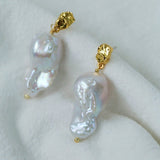 Lava Metal Baroque Pearl Drop Earrings - floysun