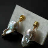 Lava Metal Baroque Pearl Drop Earrings - floysun