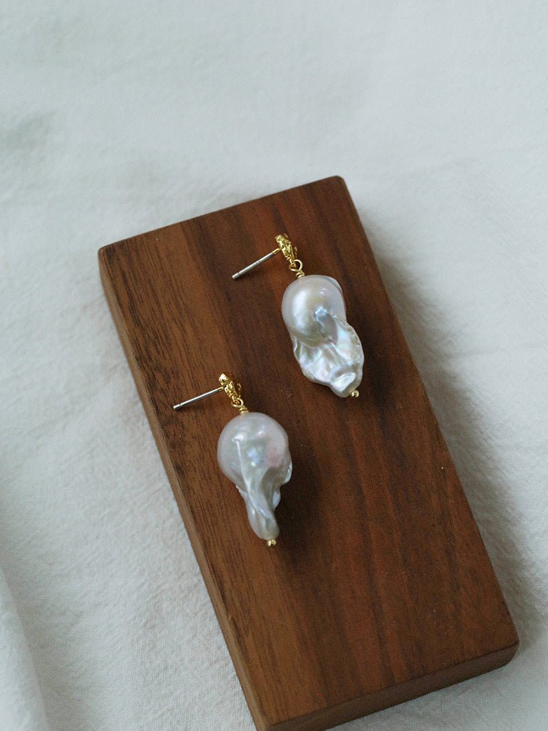 Lava Metal Baroque Pearl Drop Earrings - floysun