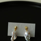 Lava Metal Baroque Pearl Drop Earrings - floysun