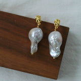 Lava Metal Baroque Pearl Drop Earrings - floysun