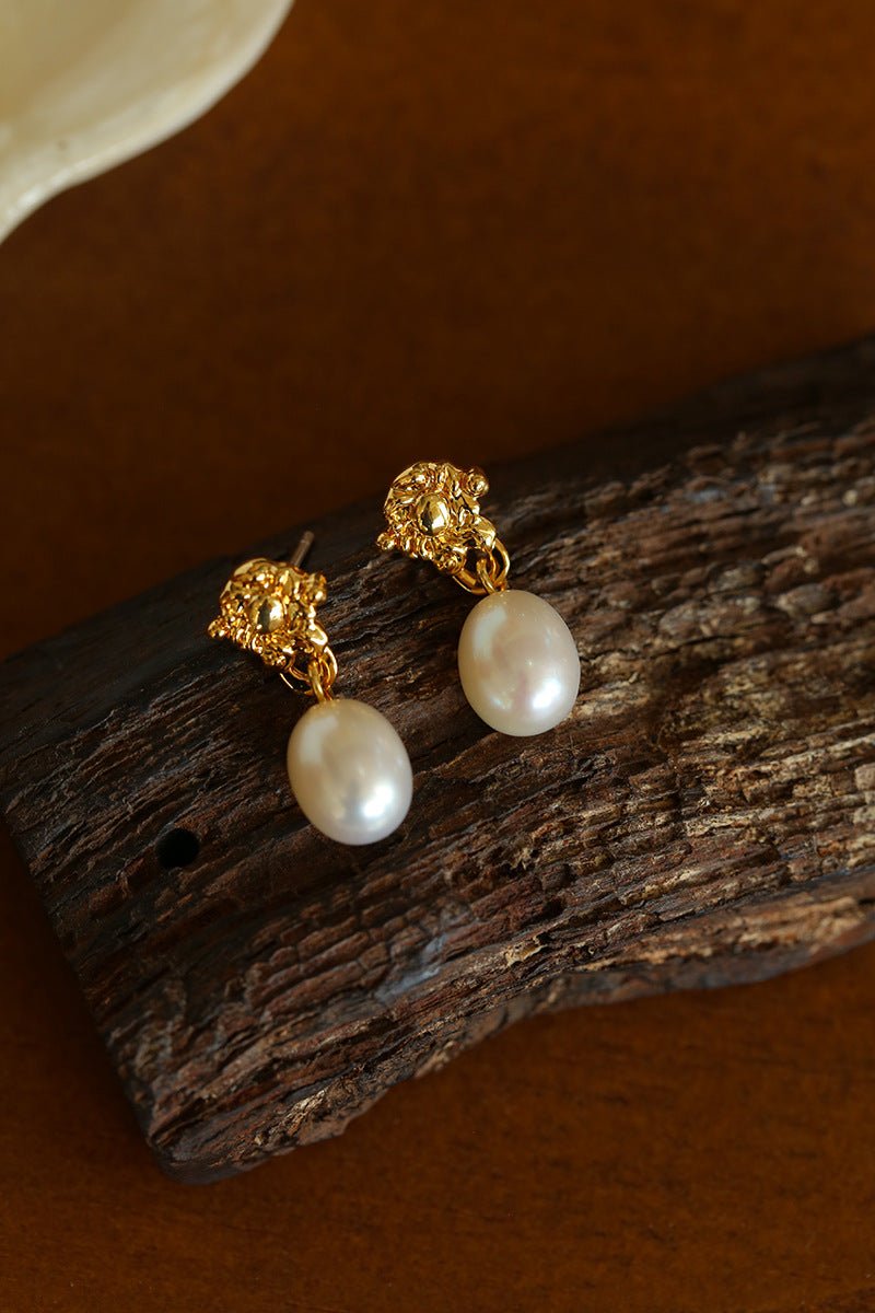 Lava Series Oval Pearl Earrings - floysun