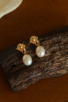 Lava Series Oval Pearl Earrings - floysun
