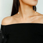 Lava Series Oval Pearl Long Earrings - floysun