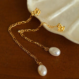 Lava Series Oval Pearl Long Earrings - floysun