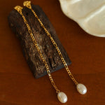 Lava Series Oval Pearl Long Earrings - floysun