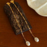 Lava Series Oval Pearl Long Earrings - floysun