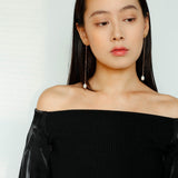 Lava Series Oval Pearl Long Earrings - floysun