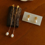 Lava Series Oval Pearl Long Earrings - floysun