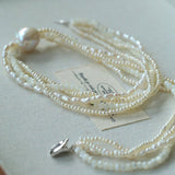 Layered Freshwater Pearl & Mother - of - Pearl Necklace with Baroque Centerpiece - floysun