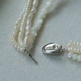 Layered Freshwater Pearl & Mother - of - Pearl Necklace with Baroque Centerpiece - floysun