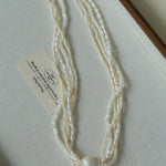 Layered Freshwater Pearl & Mother - of - Pearl Necklace with Baroque Centerpiece - floysun