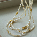 Layered Natural Rice Pearl Necklace - floysun