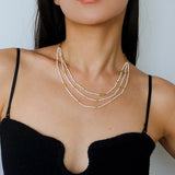 Layered Natural Rice Pearl Necklace - floysun