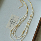 Layered Natural Rice Pearl Necklace - floysun