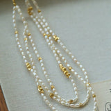 Layered Natural Rice Pearl Necklace - floysun