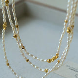 Layered Natural Rice Pearl Necklace - floysun
