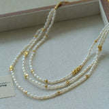 Layered Natural Rice Pearl Necklace - floysun