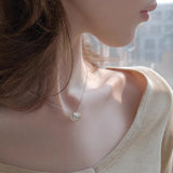 Layered Round Shell Line Pendant Necklace 925 Sterling Silver - floysun