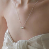 Layered Round Shell Line Pendant Necklace 925 Sterling Silver - floysun