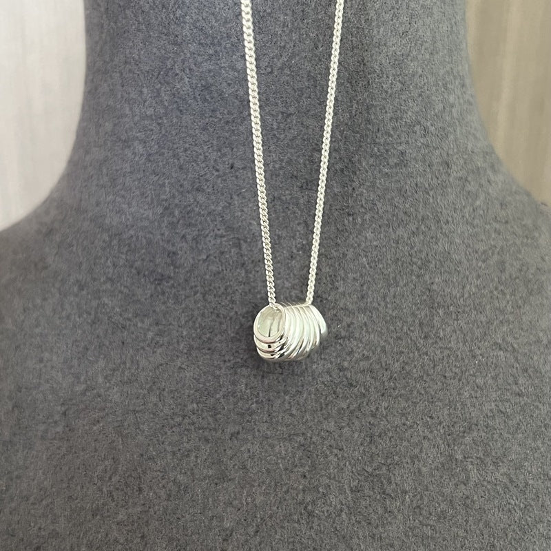 Layered Round Shell Line Pendant Necklace 925 Sterling Silver - floysun