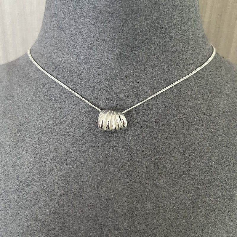 Layered Round Shell Line Pendant Necklace 925 Sterling Silver - floysun