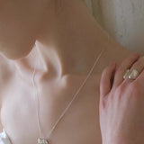 Layered Round Shell Line Pendant Necklace 925 Sterling Silver - floysun
