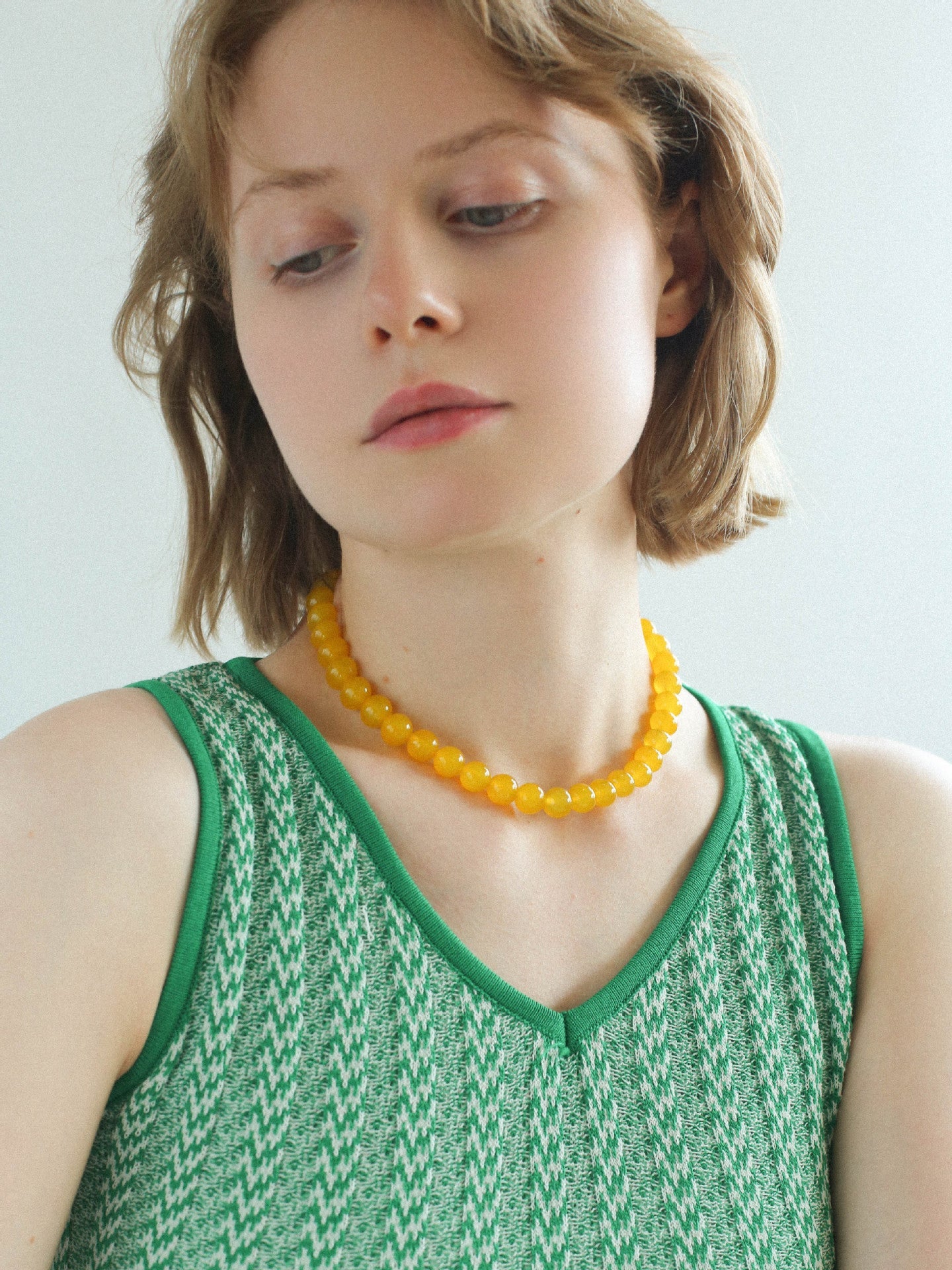 Lemon Soda Yellow Onyx Beaded Necklace - floysun