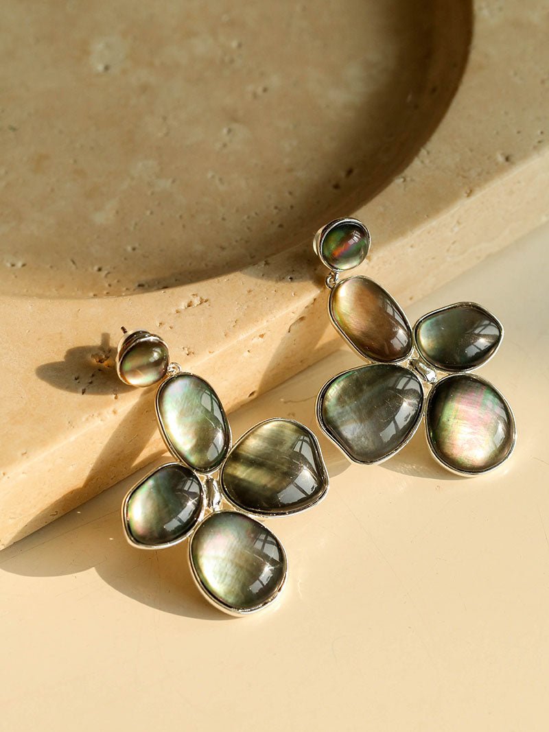 Lilac Blossom Gray Mother - of - Pearl Earrings - floysun