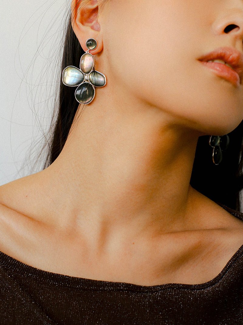 Lilac Blossom Gray Mother - of - Pearl Earrings - floysun