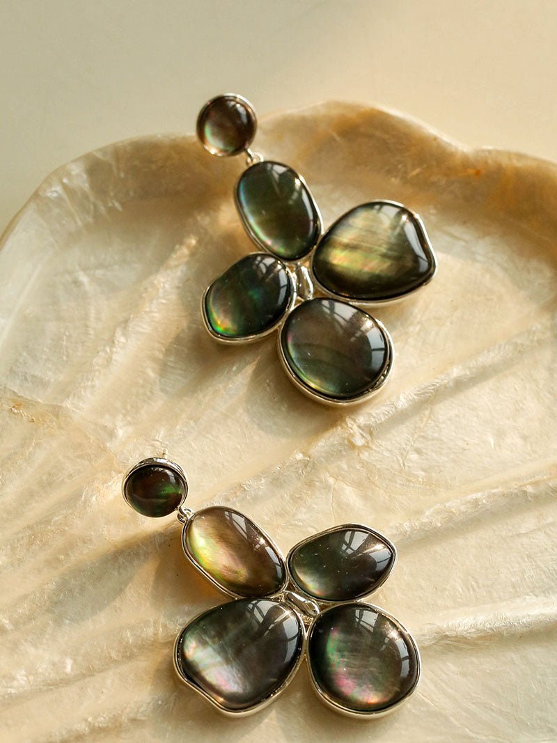 Lilac Blossom Gray Mother - of - Pearl Earrings - floysun