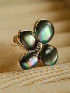 Lilac Blossom Gray Mother - of - Pearl Elegant Ring - floysun