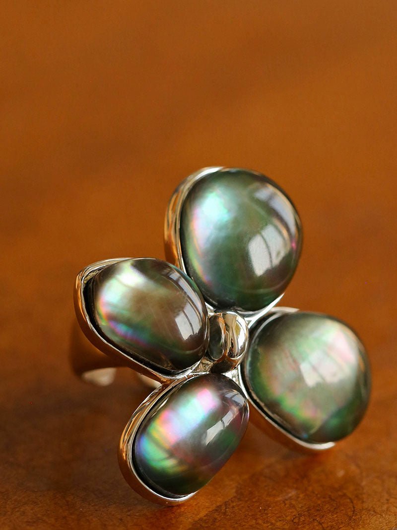 Lilac Blossom Gray Mother - of - Pearl Elegant Ring - floysun
