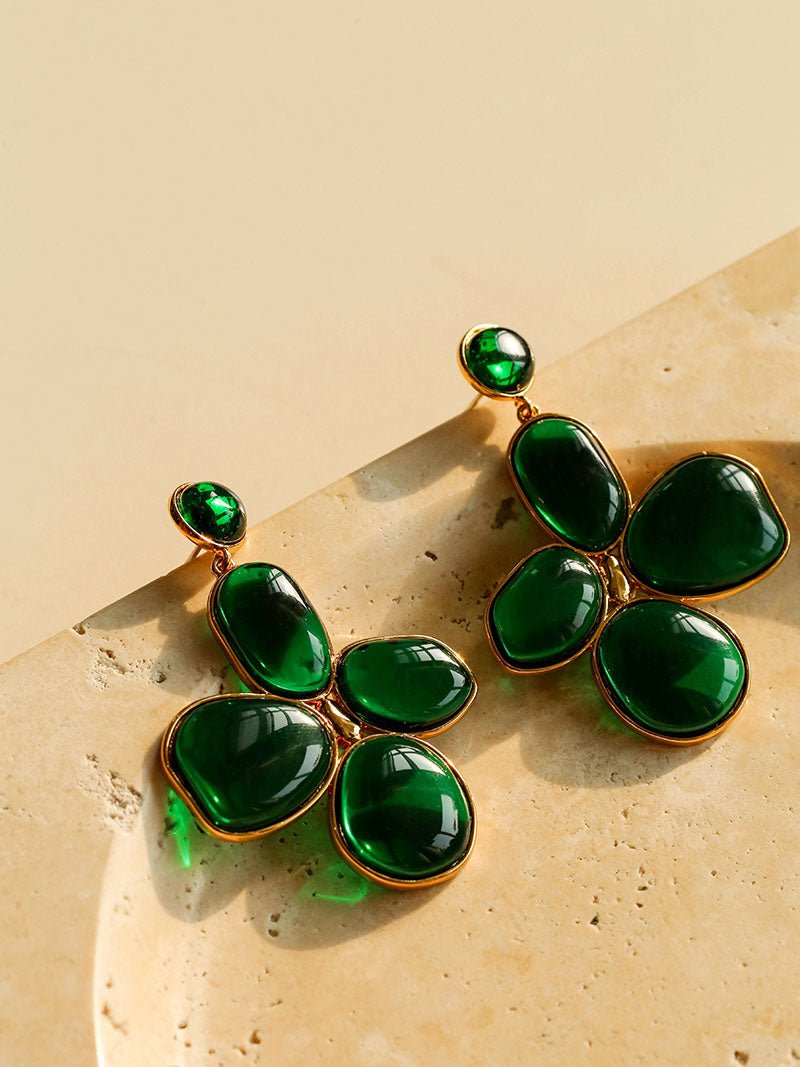 Lilac Blossom Green Glass Earrings - floysun