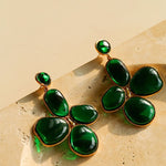 Lilac Blossom Green Glass Earrings - floysun