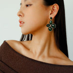 Lilac Blossom Green Glass Earrings - floysun