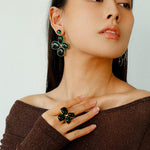 Lilac Blossom Green Glass Earrings - floysun