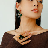 Lilac Blossom Green Glass Earrings - floysun