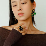 Lilac Blossom Green Glass Earrings - floysun