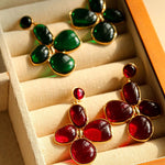 Lilac Blossom Green Glass Earrings - floysun