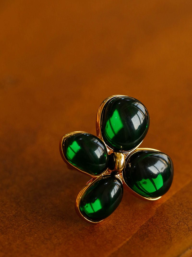 Lilac Blossom Green Glass Ring - floysun