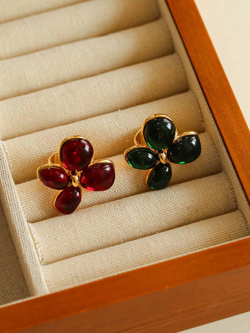 Lilac Blossom Green Glass Ring - floysun