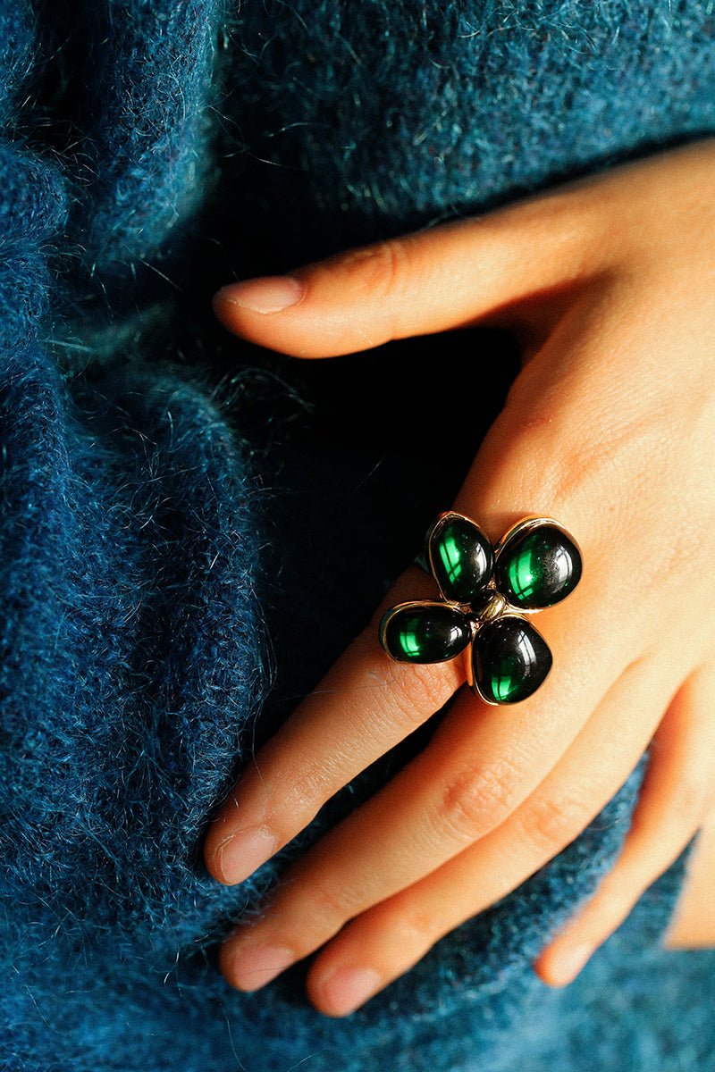 Lilac Blossom Green Glass Ring - floysun
