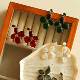 Lilac Blossom Red Glass Earrings - floysun