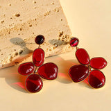 Lilac Blossom Red Glass Earrings - floysun