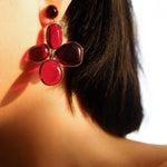 Lilac Blossom Red Glass Earrings - floysun