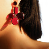 Lilac Blossom Red Glass Earrings - floysun