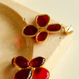 Lilac Blossom Red Glass Earrings - floysun