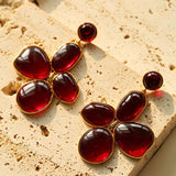 Lilac Blossom Red Glass Earrings - floysun