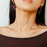 Lilac Blossom Red Glass Earrings - floysun